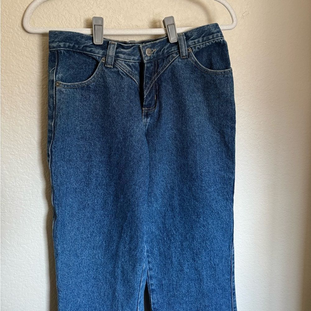Vintage Western Rough Rider‎ Double Metallic Buckled Back Bootcut jeans sz 28 - Picture 4 of 6